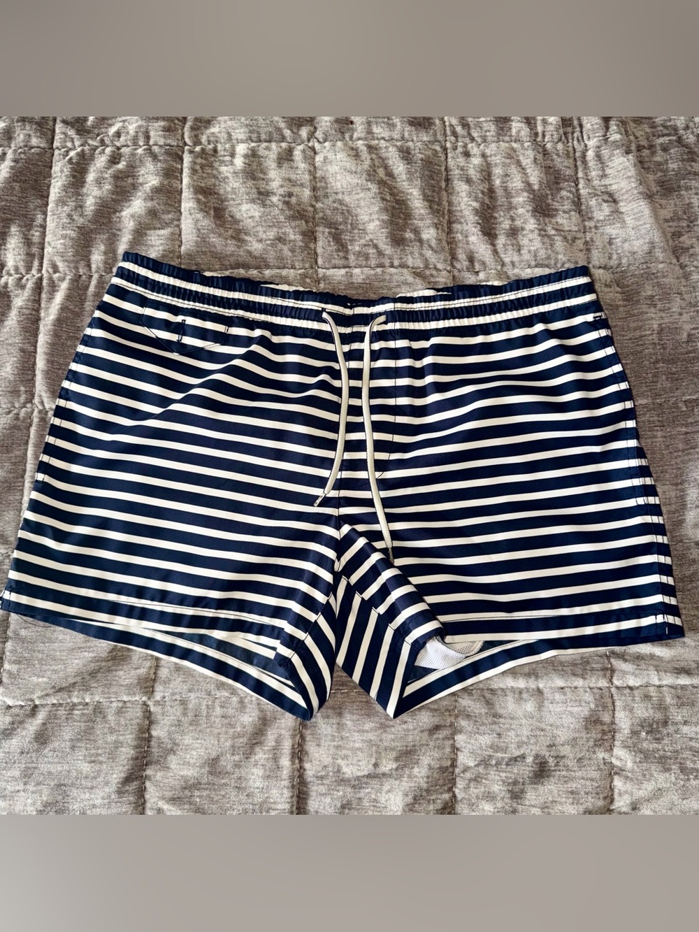 Men's M Club Monaco Navy & White Striped Swim Trunks